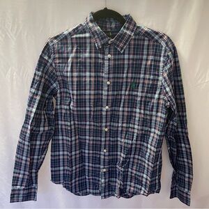 Polo Ralph Lauren Button-Down Plaid Blue Dress Shirt Boy Youth Size XL (18-20)